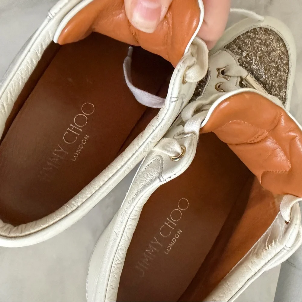Jimmy Choo Stylish Glitter Sneakers size 8.5